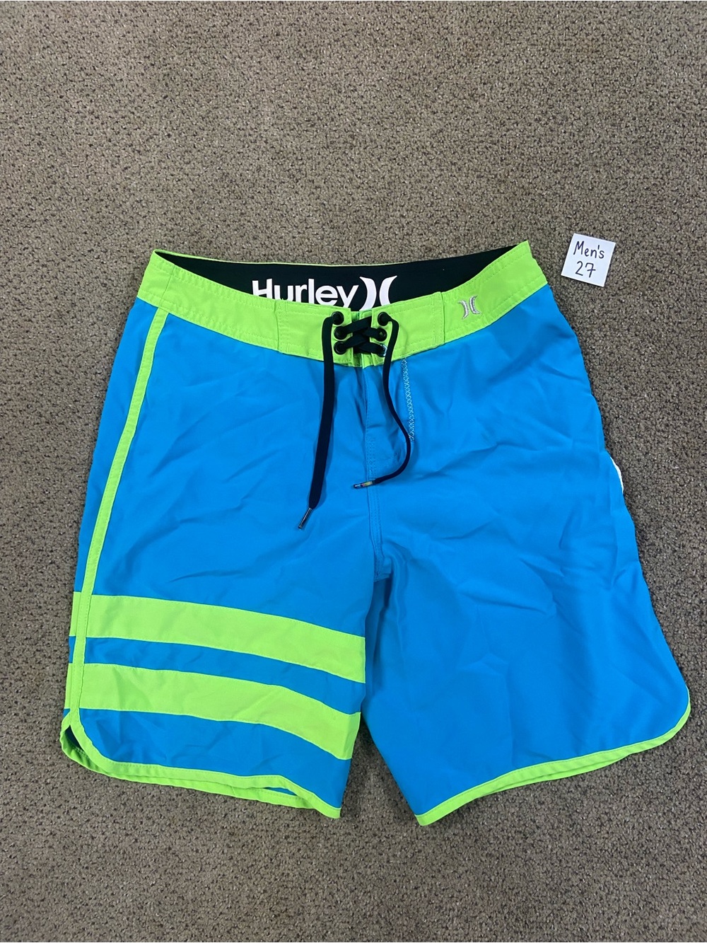Y2K Hurley Black, Bright Blue & Neon Green Board Shorts